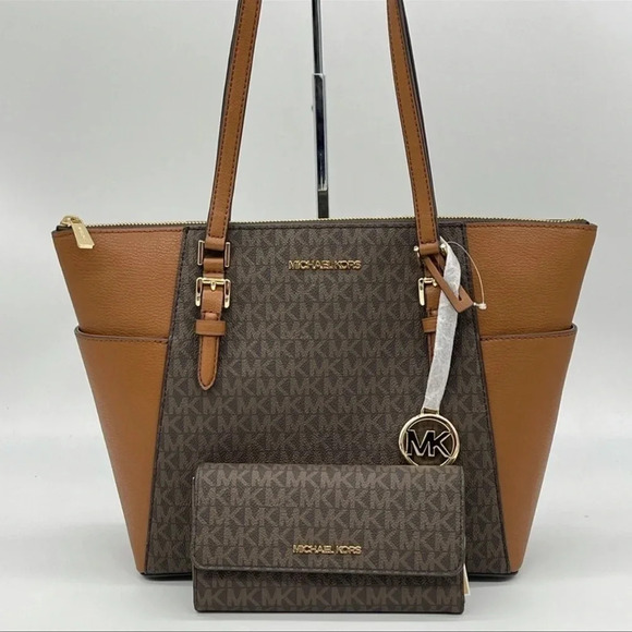 Michael Kors Large Charlotte Tote Bag & Trifold Wallet | BUNDLE DEAL - Picture 1 of 11